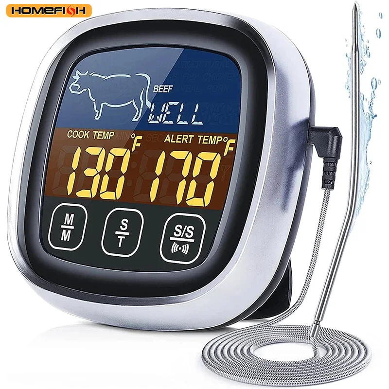 HOMEFISH Digital Meat Kitchen Thermometer Stainless Waterproof Meat Temperature Thermometre Probe Oven Cooking BBQ