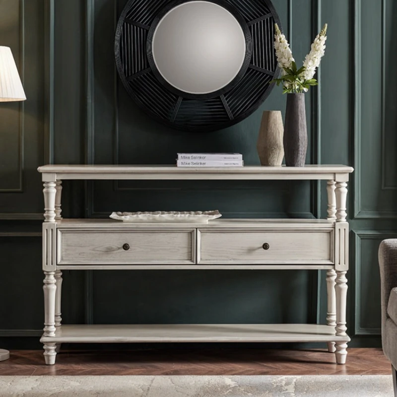 

entry partition Console table American countryside wood high-end console table art recibidor para entrada living room furniture