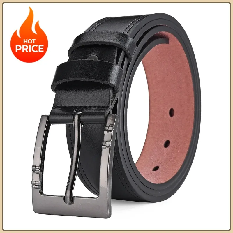 Genuine Leather For Men's High Quality Buckle Jeans Cowskin Casual Belts Business Cowboy Waistband Male Fashion Designer