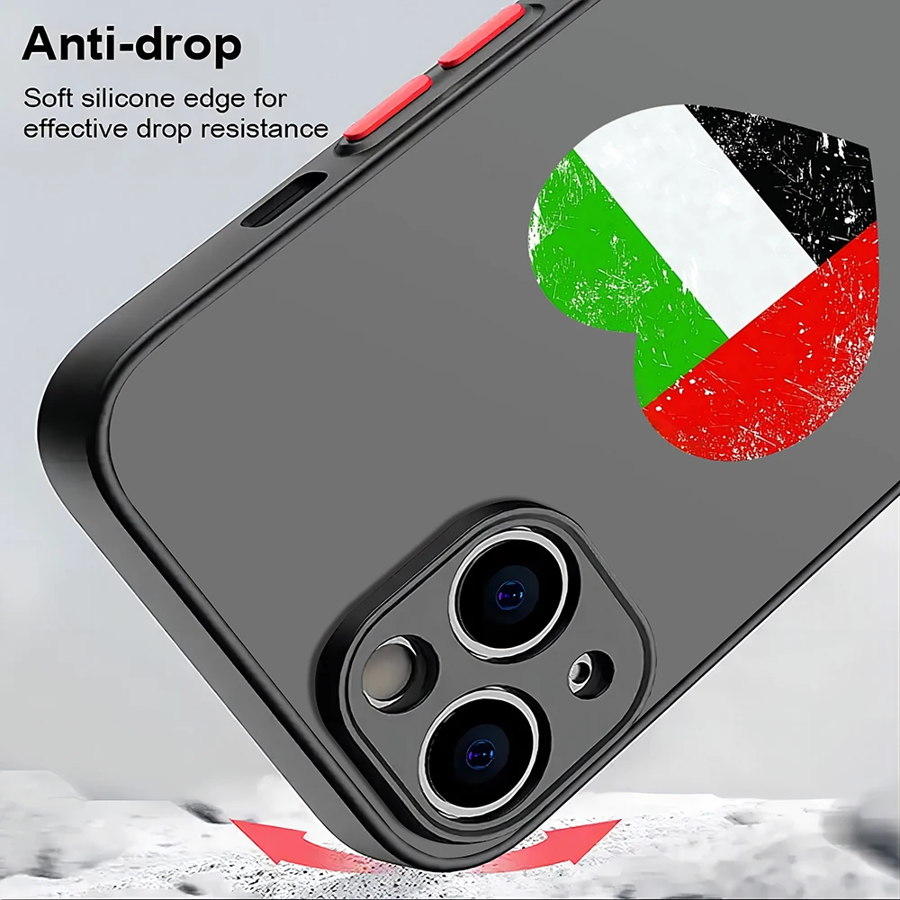 Matte Transparent Back Phone Case For iPhone 15 14 13 12 11 Pro Max X XR XSMax 7 8 SE Plus Palestine Flag Map Passport Cover