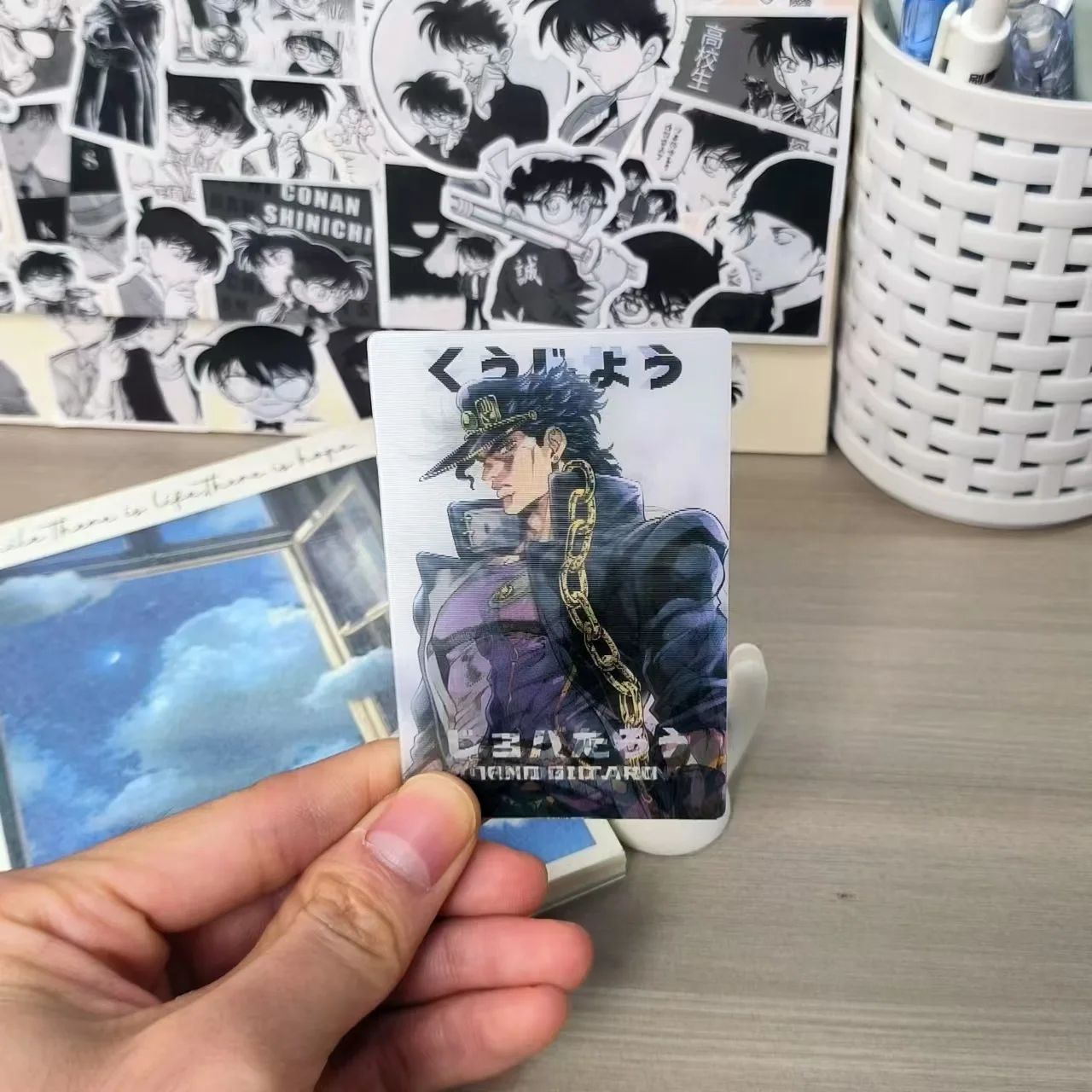 Bizarre Adventure Lenticular Card Jotaro Kujo & Jolyne Cujoh Keychain Backpack Pendant Niche Birthday Christmas Gift for Friends