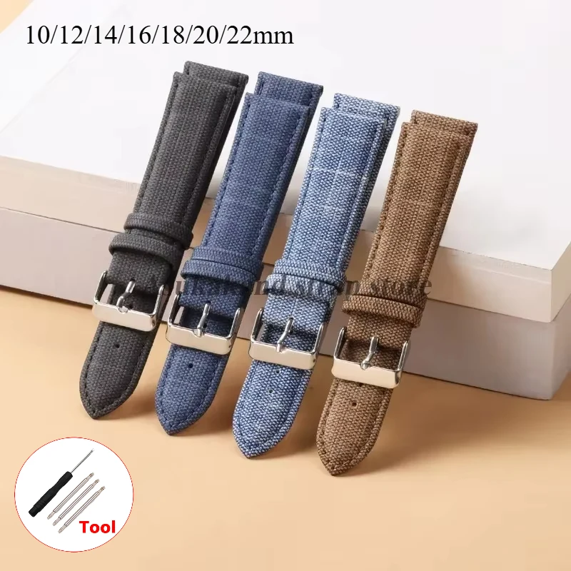 10/12/14/16/18/20/22 مللي متر الدنيم نمط النايلون حزام ساعة اليد لهواوي GT5/4/3/2 حزام الساعات الرجال النساء ل سايكو سوار إكسسوارات