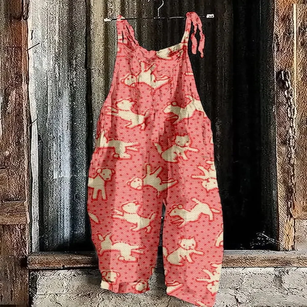 Kombinezon damski na lato 2025, modny, z abstrakcyjnym geometrycznym nadrukiem 3D, uroczy, wygodny i przewiewny.