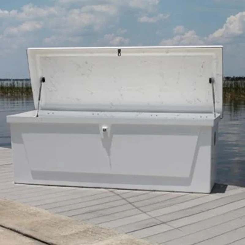 Custom Fiberglass Ladder Step Pontoon Boat Dock Box Lock Heavy Duty Fiberglass Marine Dock Storage Box