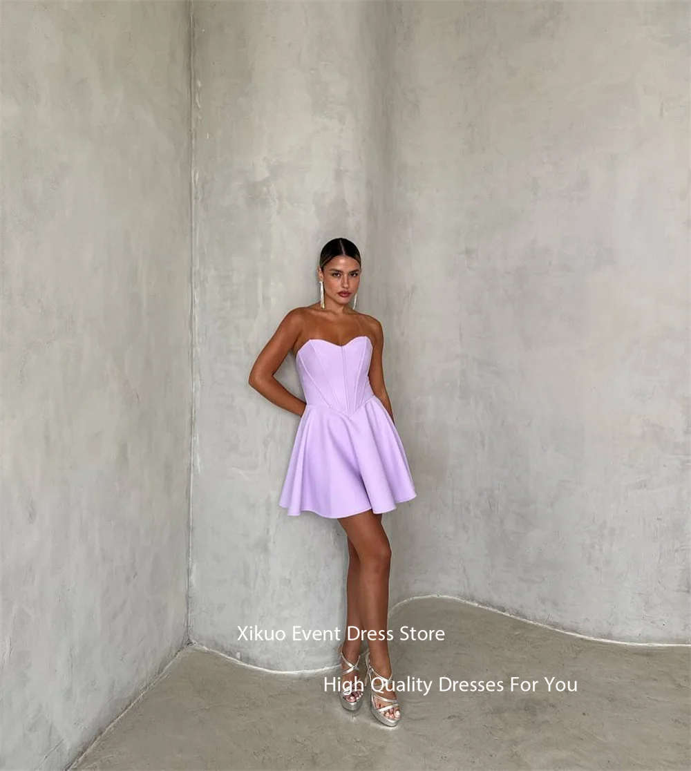 Xikuo-vestidos de graduación modernos por encima de la rodilla, vestido de fiesta sin mangas de satén con escote en forma de corazón, Mini vestido para ocasiones especiales personalizado