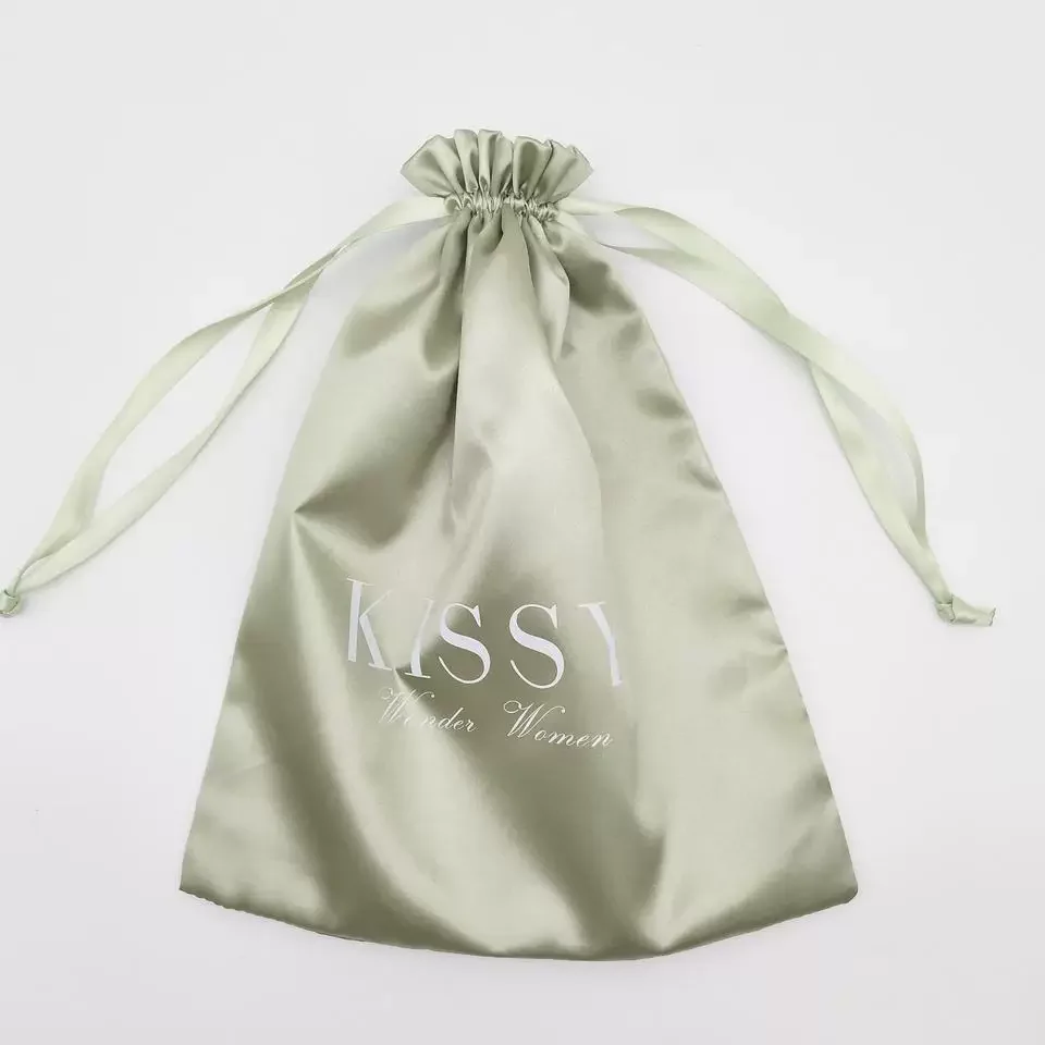 Cool Summer Satin Drawstring Gift Bag Light Mint Green Fabric Reusable Goodie Bag For Beach Pool Birthday Party Guest Souvenir - view 5