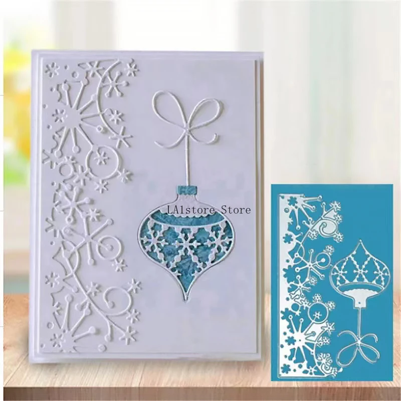 Christmas Lantern Snowflake Greeting Card Metal Die Cut Embossing Scrapbook DIY Handbook Carbon Steel Mold 2024 New Arrival