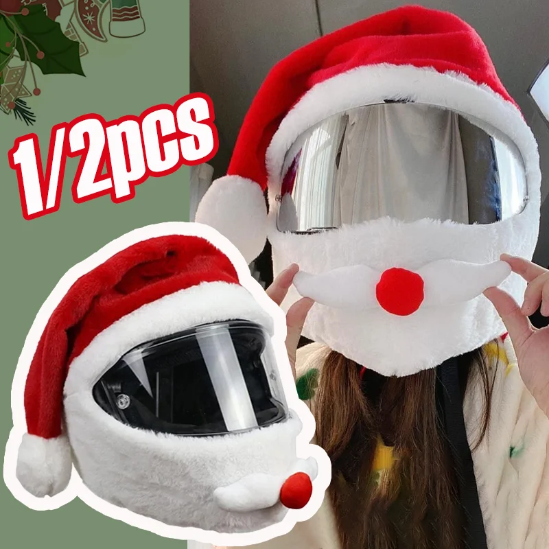2pcs Christmas Motorcycle Helmet Hat Best-selling Funny Outdoor Warm Full Helmets Best Christmas Gifts Motorbike Equipments