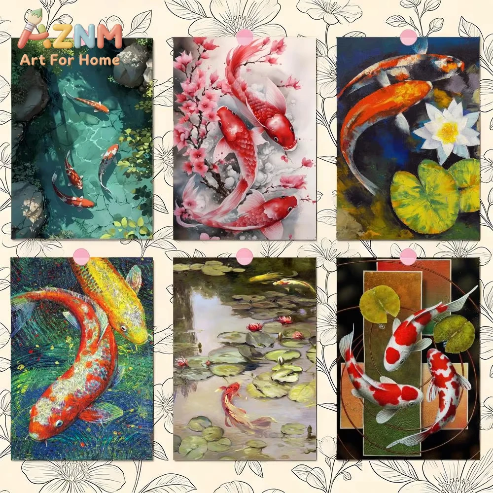 

Постер с изображением карпа кои, приносящего всегда удачу, абстрактный скандинавский постер, декор для гостиной и дома, 1 шт.