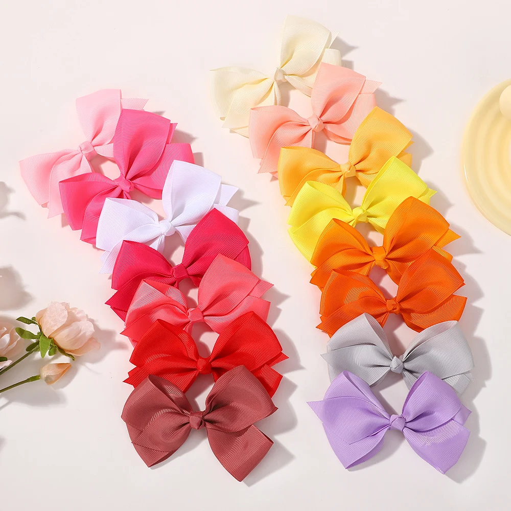 30 個 4.5 ' ランダムカラー新生児ヘアリボンキャンディーカラークリップ付き女の赤ちゃん手作りヘアクリップヘアグリップベビーヘアアクセサリー