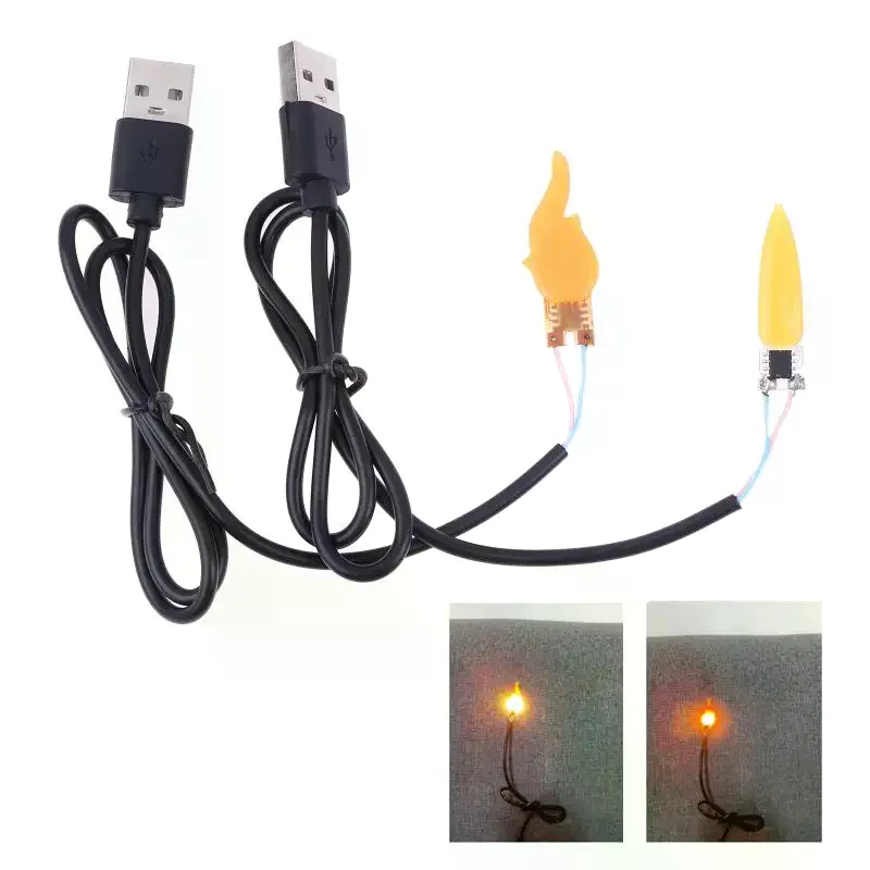 DC5V 1800K LED Flash Candle Light With USB Interface Edison Flame Filament DIY Party Decorative Light Bulb Accessories
