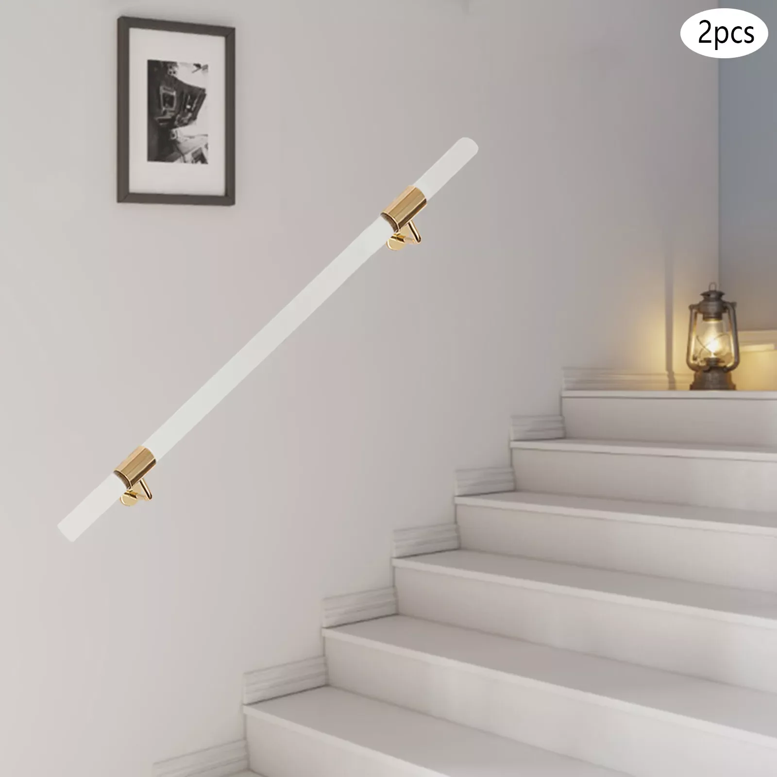 Acrylic and Stainless Steel 3.3ft Acrylic Handrail for Steps Stair Railing Hand Rail Kit Wall Mounted.