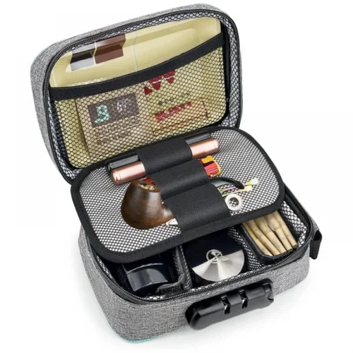 Imagen 2 del producto Bolsa a prueba de olores, bolsa de tubo portátil de carbón activado, gran capacidad con bloqueo de contraseña, caja de almacenamiento de viaje, bolsa de tubo antiolor