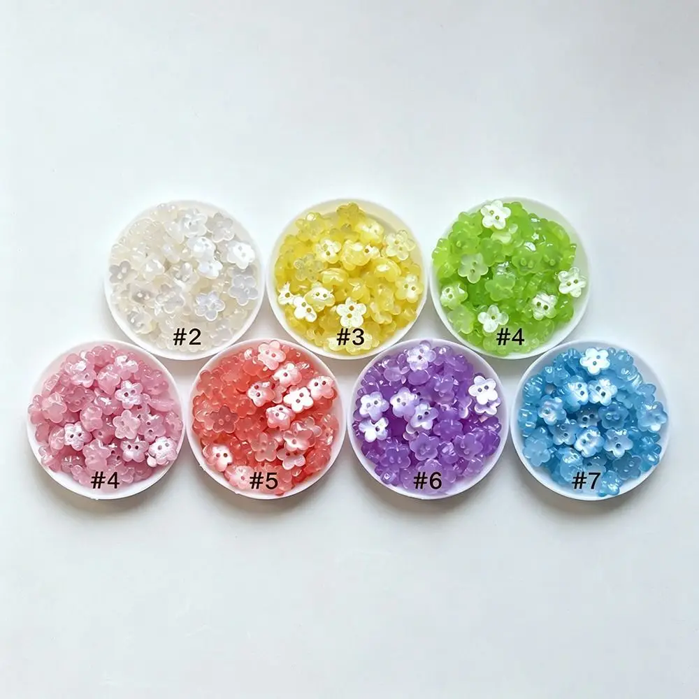 50pcs Plastic Material Three-Dimensional Flower Buttons 50pcs Pack Hollow Out Design Plum Blossom Buttons Mini Size
