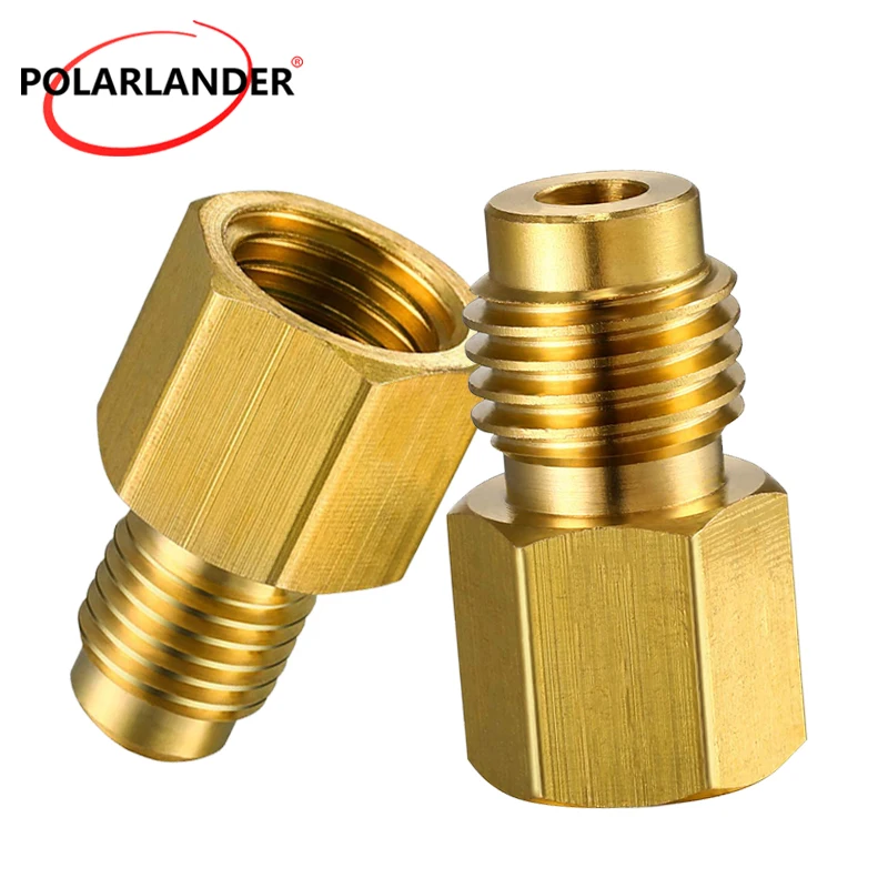 2Pcs R12 to R134a AC Adapter Brass 1/4&1/2 Thread Refrigerant Conversion Fitting Anti-Aging Car Air Conditioning Connector