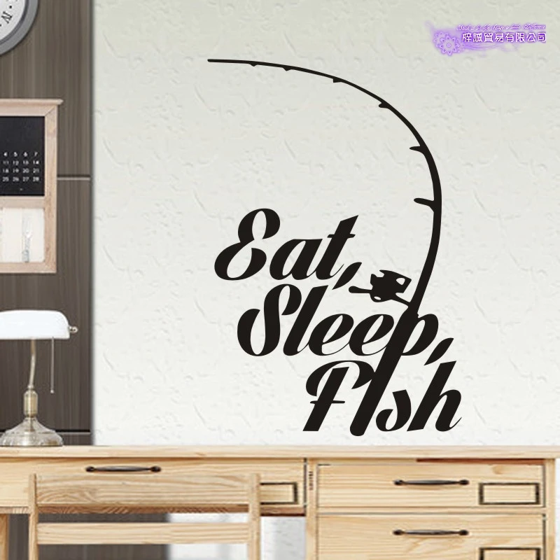 Eat Sleep Fishing Decal Angling Bucket Tackle Shop Fishhook Sticker Fish Tank Boat Box Car Vinyl Decal