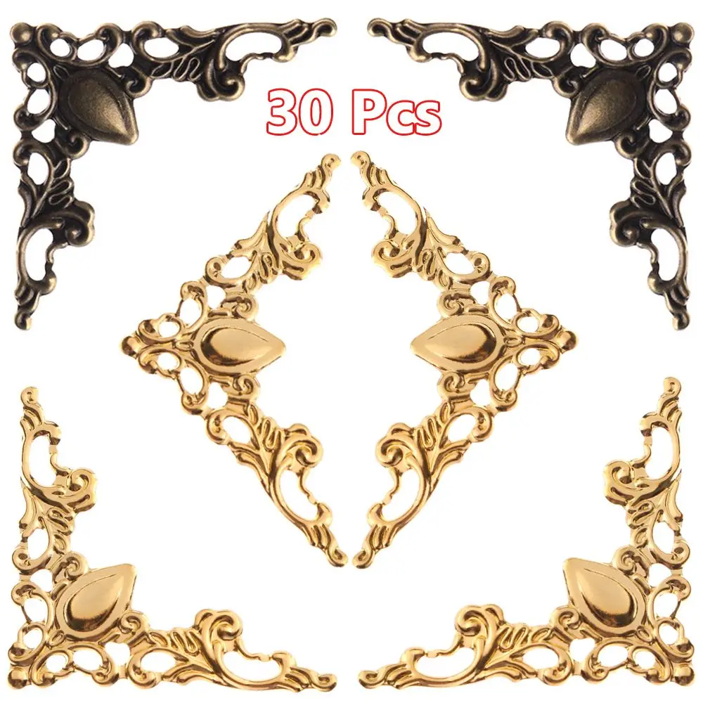 

Gold 30PCS Furniture Photo Frame Protector Bronze Bracket Corner Bracket Decor for Menus