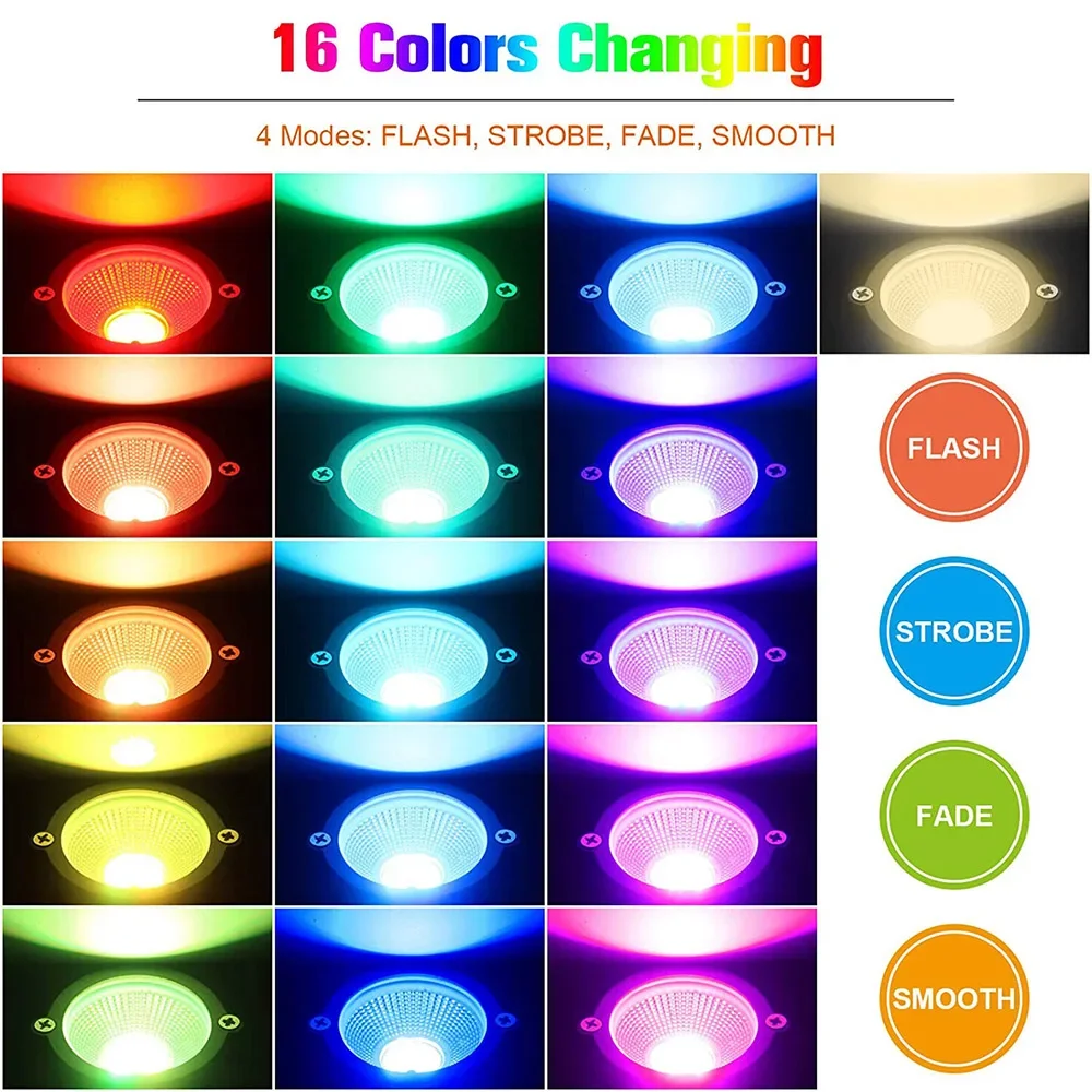 Imagem -02 - Led Garden Lawn Lights com Controle Remoto Iluminação de Paisagem Lâmpada de Inundação Impermeável Rgb Quente Branco Spotlight ao ar Livre 16 Cores 6w