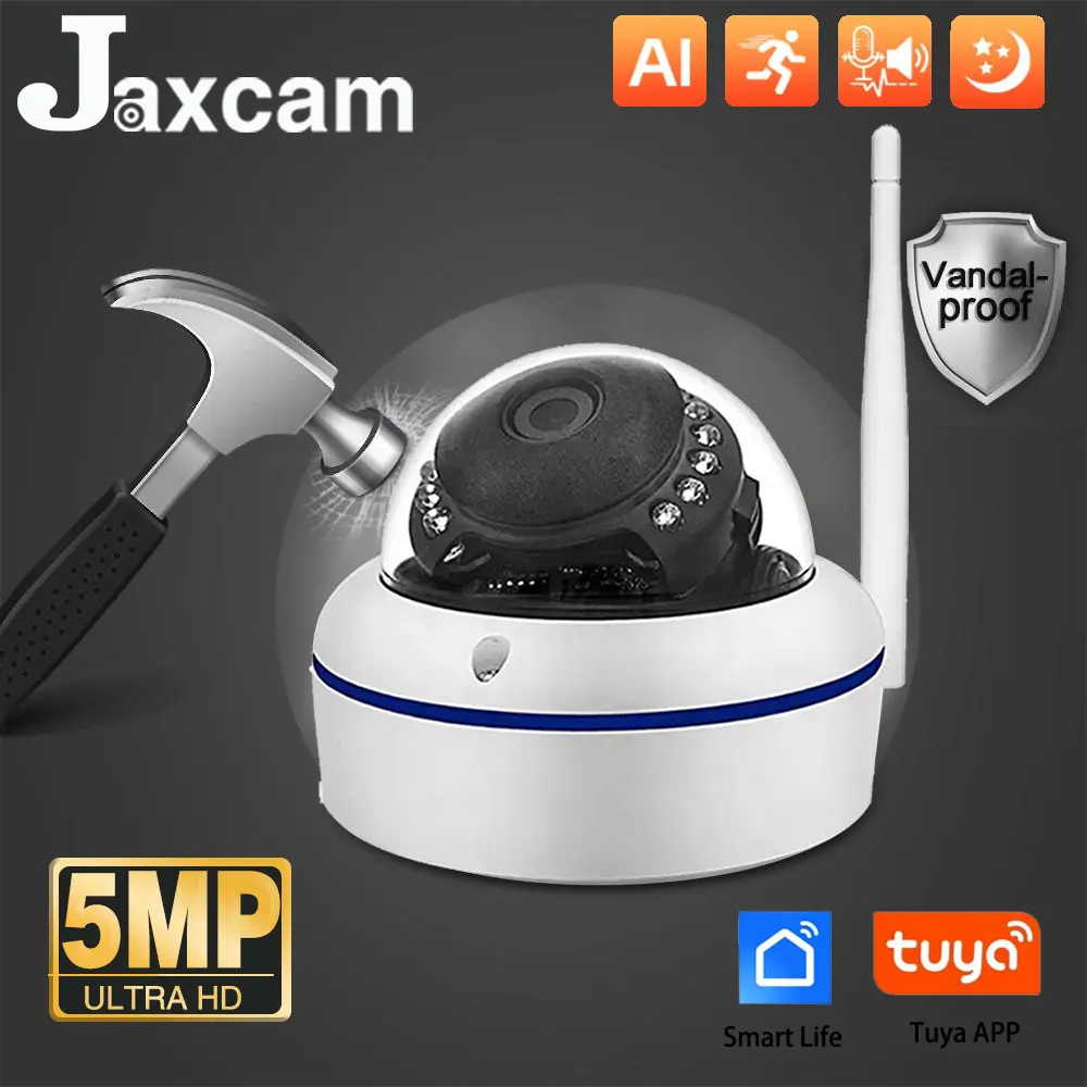 

5MP Metal Material Wifi Dome IP Camera TUYA Wireless Camera Audio Record Smart Life Home Vandal-Proof Waterproof Outdoor Camera