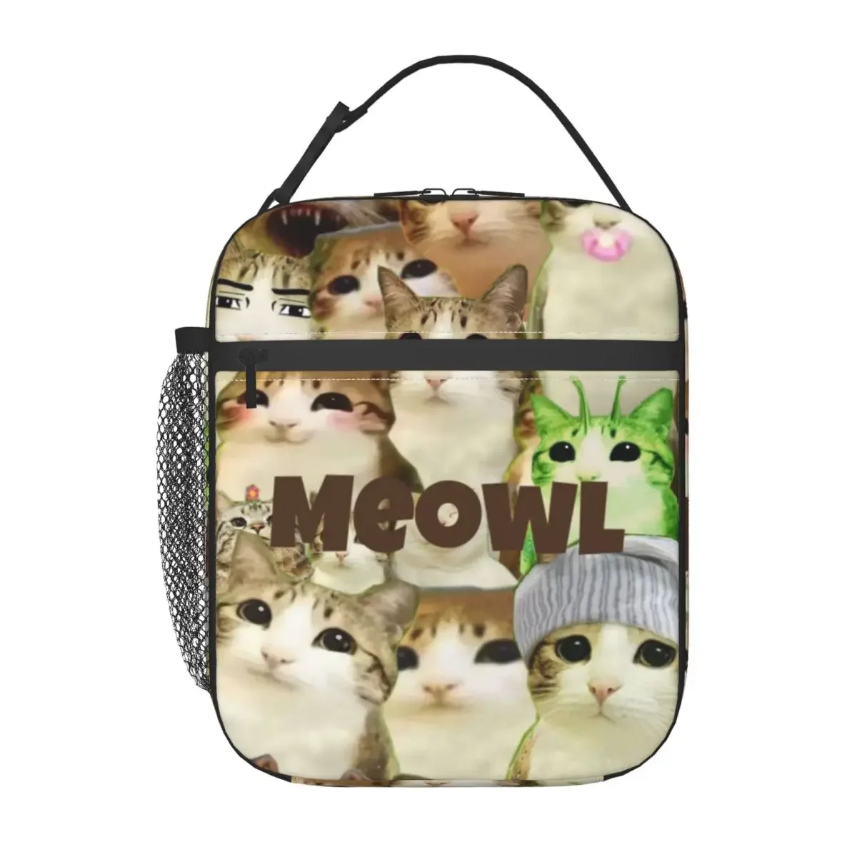 Meowl Cat Owl Funny Insulated Lunch Bag for Men Women Storage Food Box Portable Cooler Thermal Bento Box For Picnic