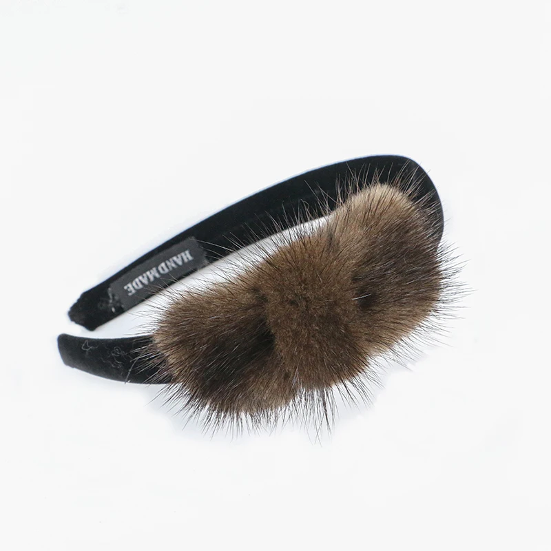 Fasce cosmetiche in vero visone Fasce per capelli con fiocco di alta qualità da donna Accessorio per capelli Fermagli per capelli in peluche di moda Simpatici regali in vera pelliccia