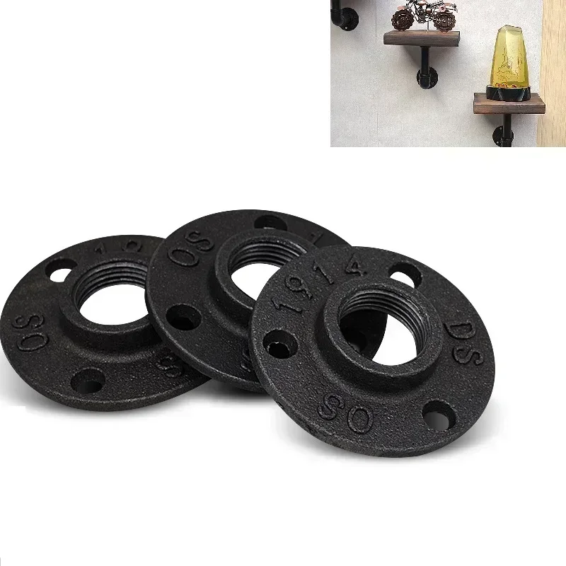 yes12PCS/lot  Iron Pipe Fittings Wall Mount Floor Antique DN15 DN20 Flange Piece Hardware Tool Cast Iron Flanges