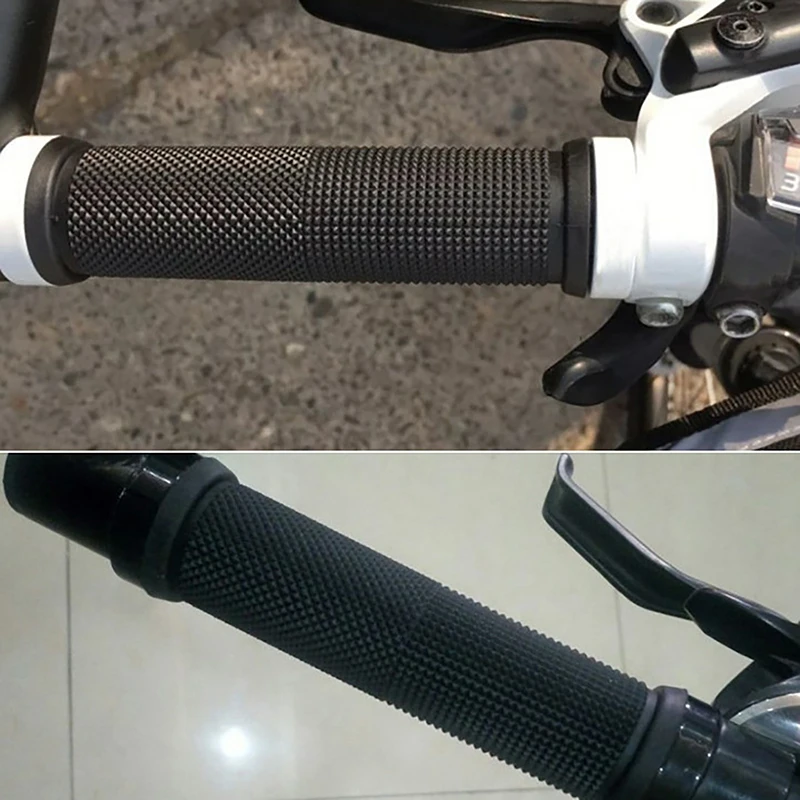 PE Rubber MTB Grips Alloy Cuffs Bilateral Lock Bicycle Handle Grip Anti-skid Cycling Handlebar Sleeve BMX Bike Accessories