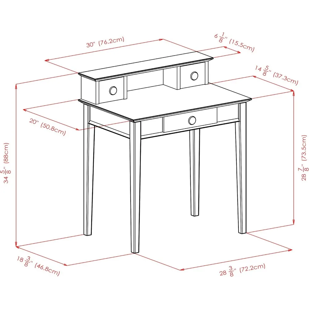 Encantadora escritorio de oficina en casa, rincón de escritura, ámbar cálido