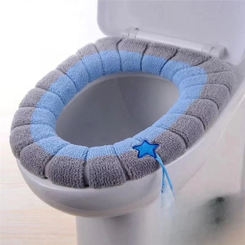 ABZV-funda Universal gruesa para asiento de inodoro de felpa para invierno, alfombrilla portátil lavable suave, almohadilla de baño con accesorios