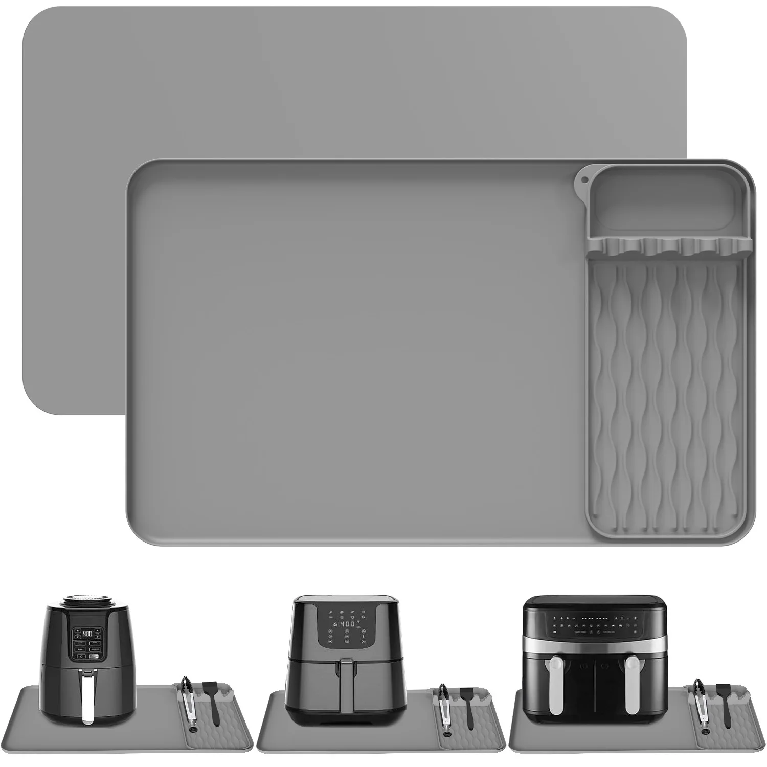 

Коврик для фритюрницы, термостойкий коврик для фритюрницы со съемным ковриком для кухонных инструментов, нескользящая и водонепроницаемая защита для рабочего стола