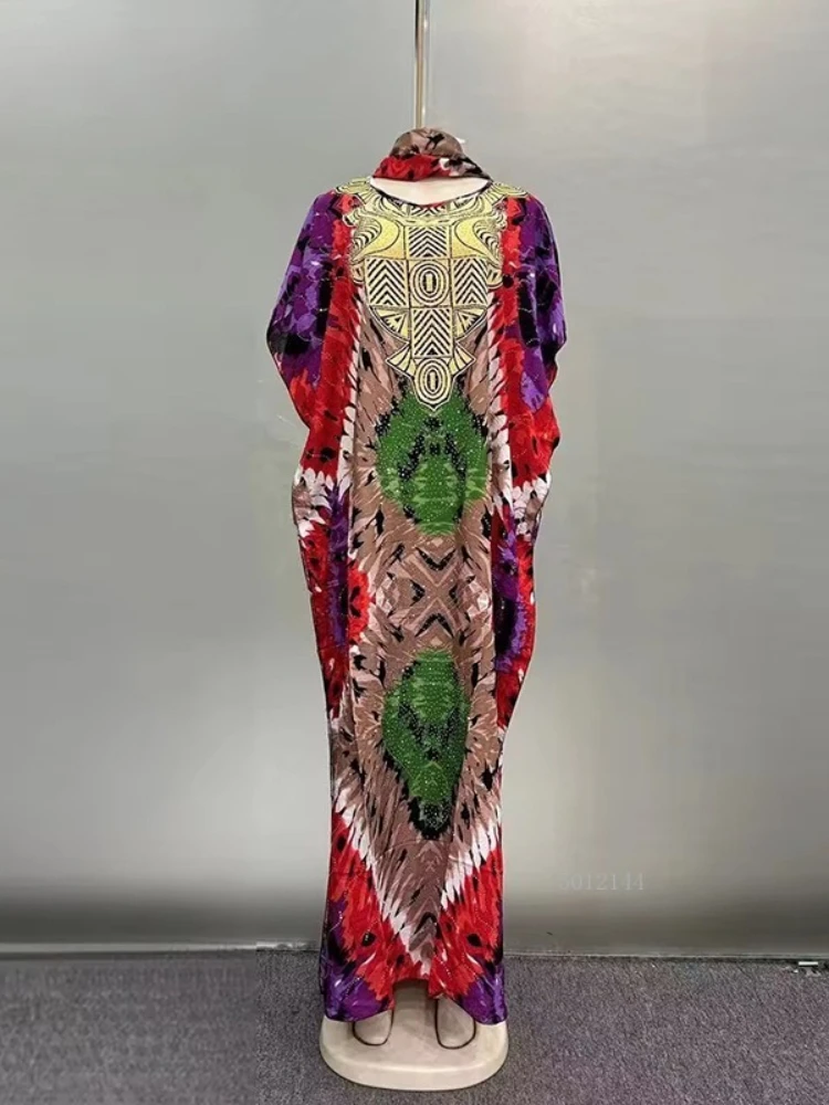 

Elegant Floral Abaya Modest Fashion Dress Muslim Cotton Prayer Robe for Women Dubai Islamic Wear with Scarf