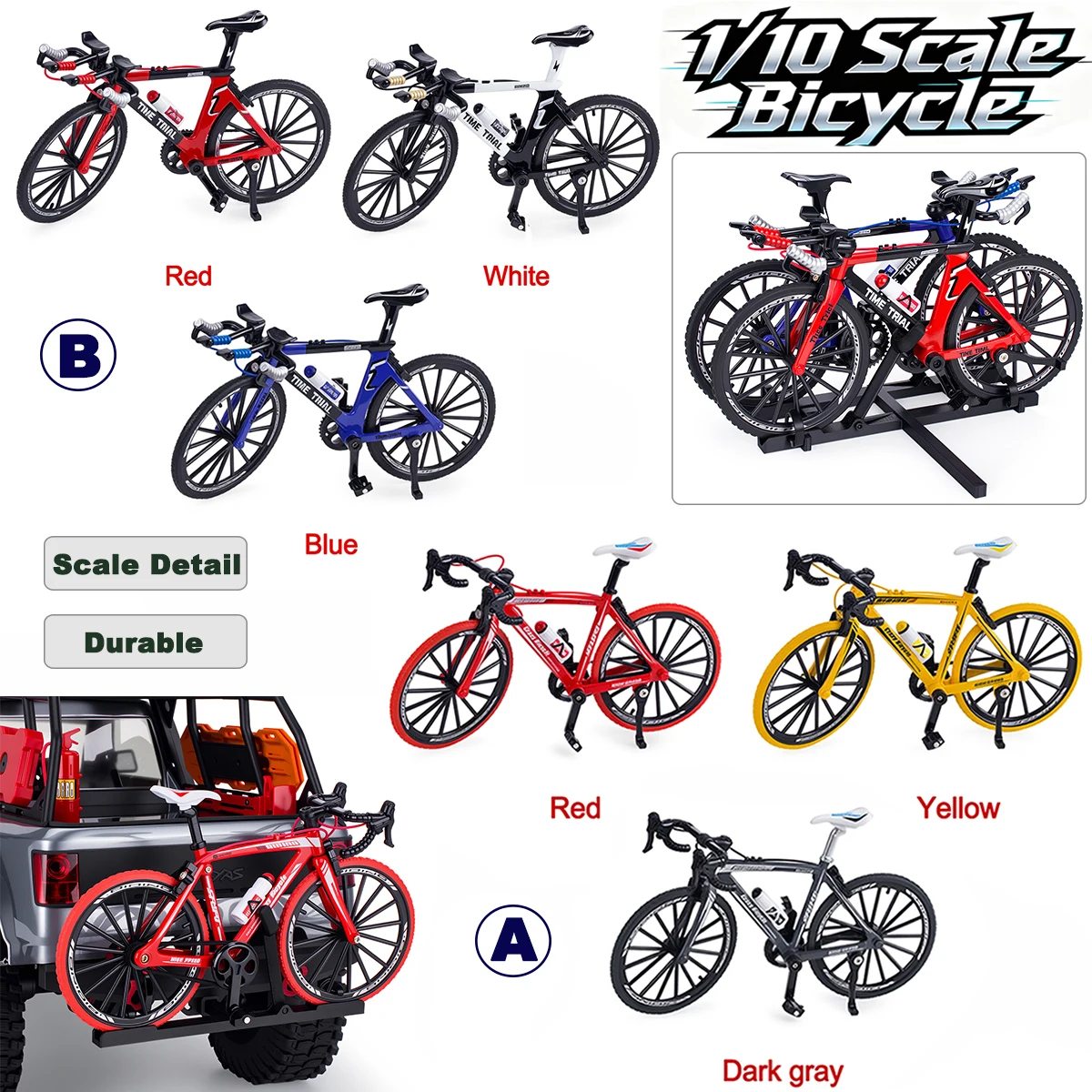 Metal Bike Rack Decor for 1/10 RC Crawler – Scale Bicycle Rear Rack, Fits TRX4 FCX10 SCX10