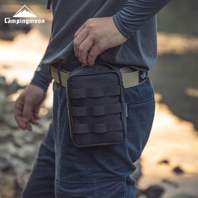 

Campingooon BK-15 Black Color Custom Durable Water Proof Survival Canvas Outdoor Portable Camping Storage Bag Small Waist Bag