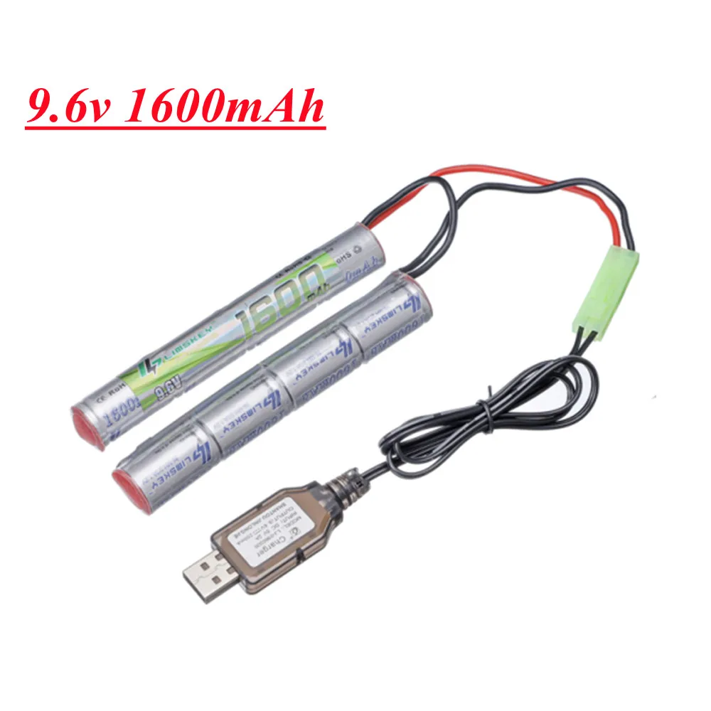 8S 2/3A 9.6v 1600mAh Butterfly NunChuck NIMH Akumulator i ładowarka do pistoletów Airsoft ICS CA TM SRC JG