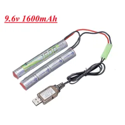 8S 2/3A 9.6v 1600mAh Butterfly NunChuck NIMH Akumulator i ładowarka do pistoletów Airsoft ICS CA TM SRC JG