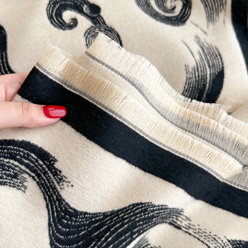 جديد 2025 وشاح نسائي على الموضة لوتس فاخر للخريف والشتاء شالات دافئة مطبوعة وشاح الباشمينا موخير فام فولارد Bufanda