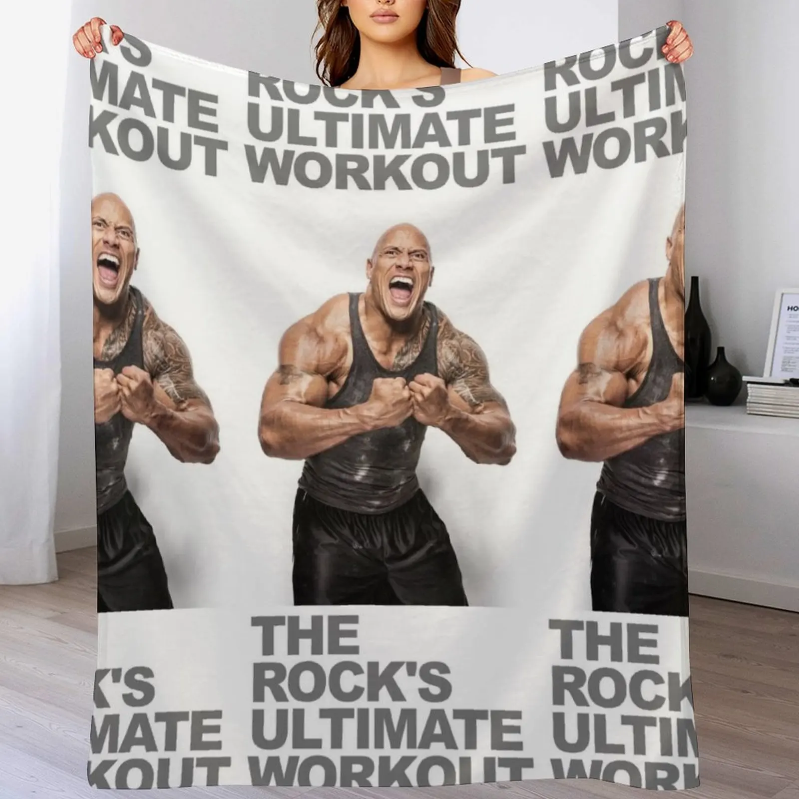 

the rock ultimate workout Throw Blanket Vintage Loose Hairy Plush Blankets