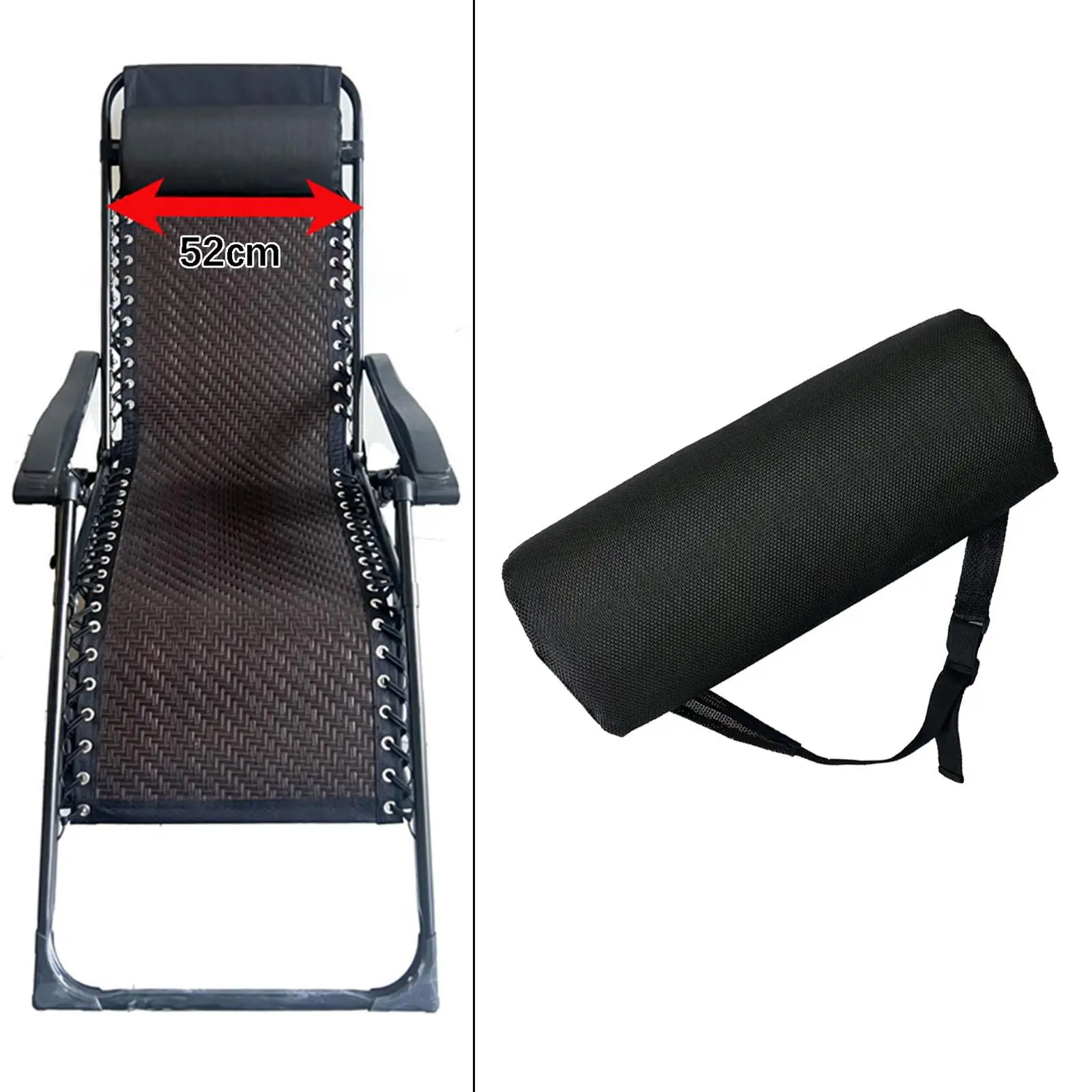 Chaise Lounge Head Pillow with Strap Textilene Neck Support for Outdoor Garden Furniture Folding Recliner Pool Beach Chairs