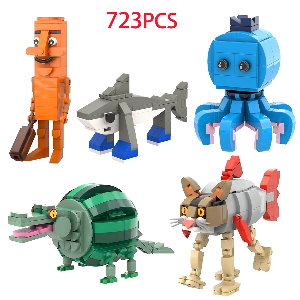 

MOC Tralalero Tralala, строительные блоки, итальянские игрушки Brainrot TTung Tung Sahur, фигурки кукол, игрушки для детей, рождественские подарки