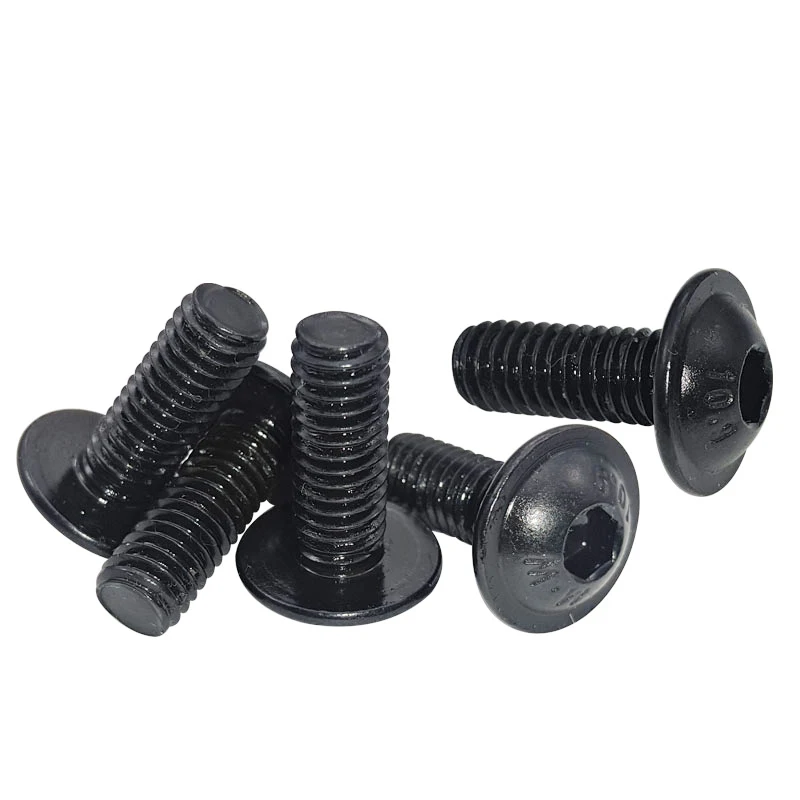 5/ 10/ 20pcs Grade 10.9 Black Hex Hexagon Socket Round Button Flange Head With Washer Collar Screw Bolt M4 M5 M6 M8