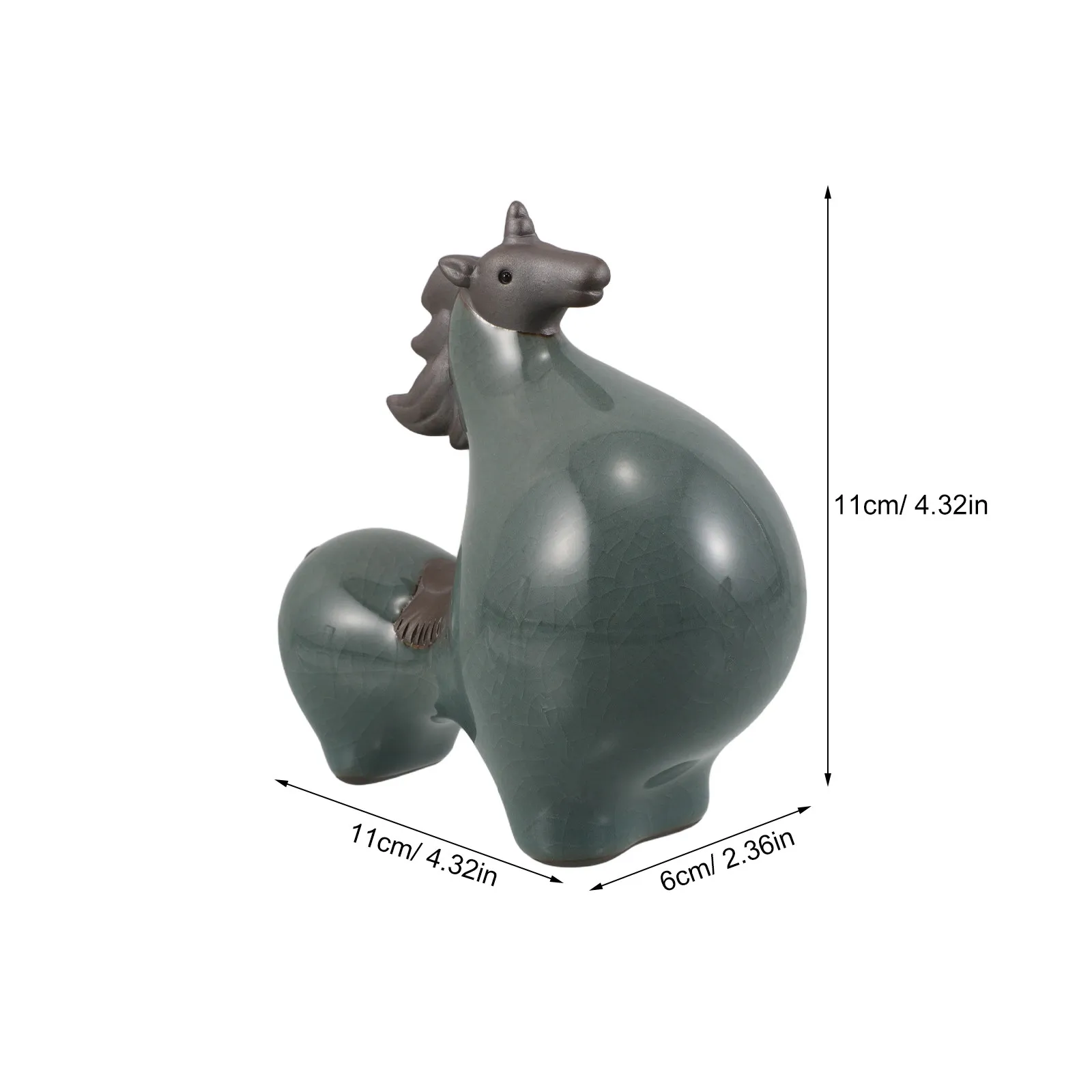 Ceramic Horse Statue for Feng Shui Decor, Prosperity Symbol, Compact Standing Ornament for Living Room