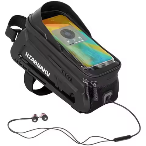 Bike Phone Mount Bag Bike Front Frame Handlebar Bag Waterproof Bike Phone Holder Case Bicycle Accessories Pouch Sensitive Touch