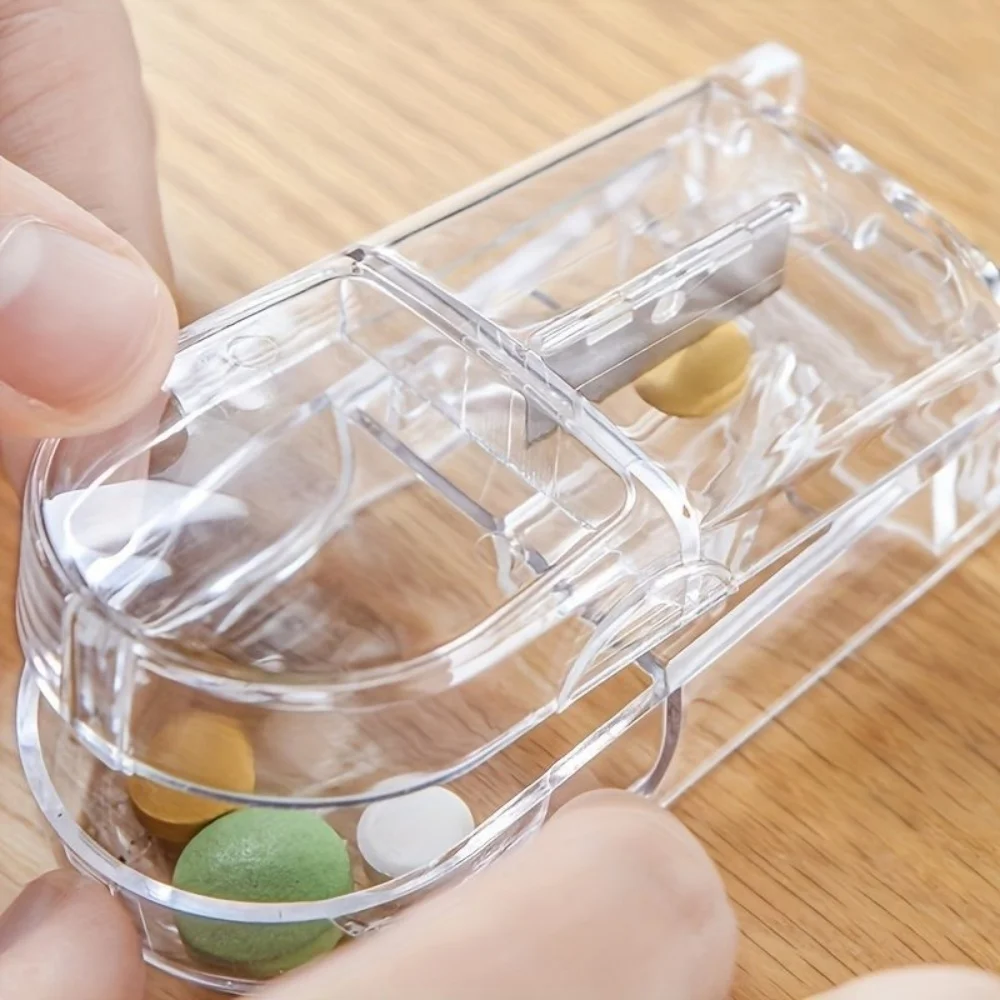 1PC Small Portable Pill Cutter and Storage Box, Pill Slicer, mini Pill Cutter for Home Use
