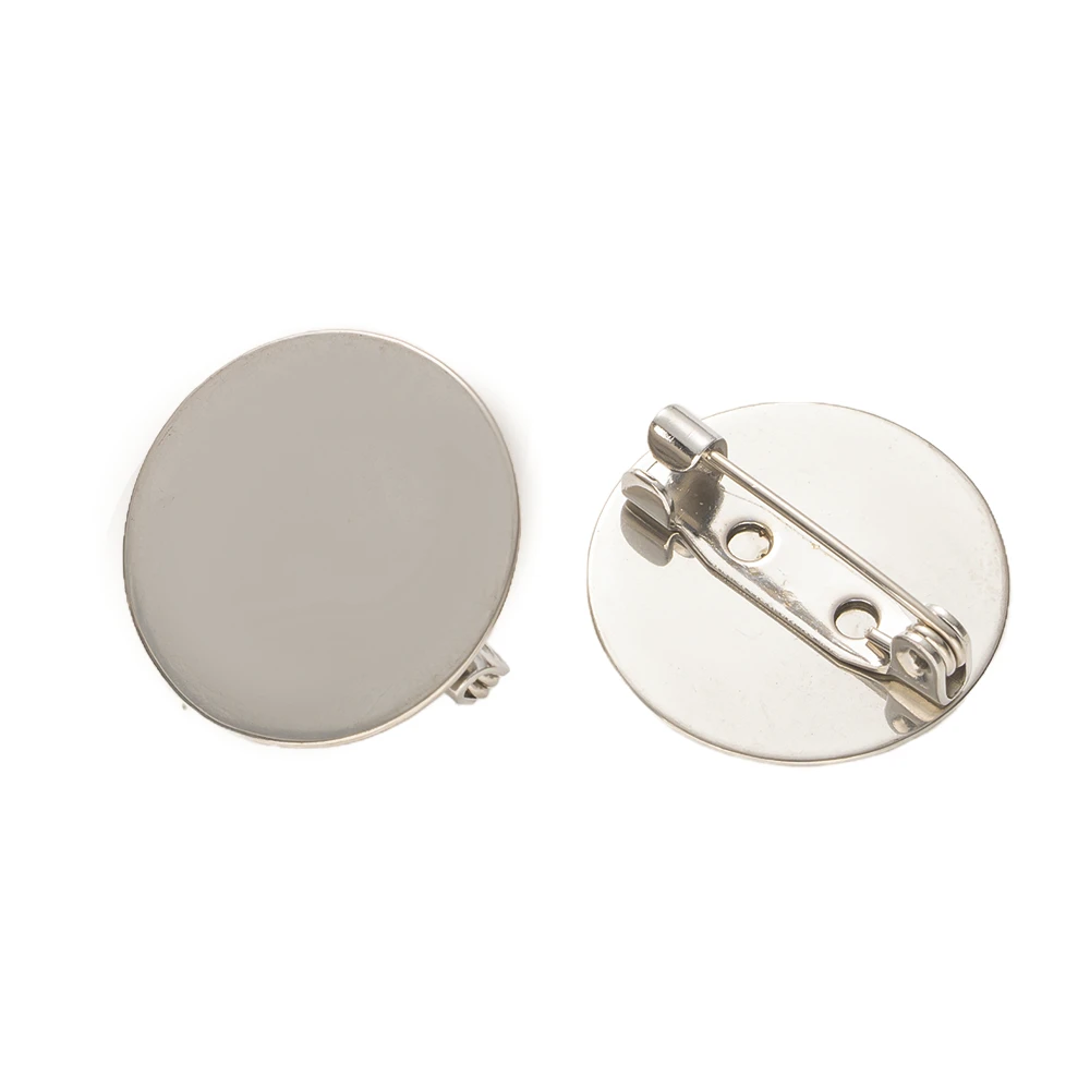 5pcs/Lot Stainless Steel 15-30mm Flat Round Brooches Cabochon Settings Base Blank Tray For DIY Jewelry Making Supplies Findings image 5