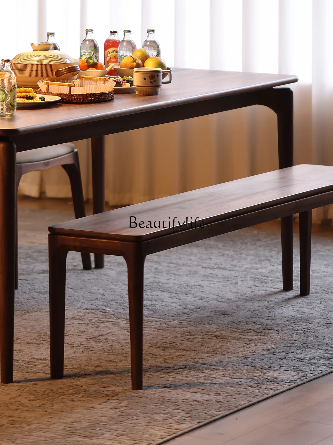 

North American black walnut bedroom end stool new Chinese solid wood bench