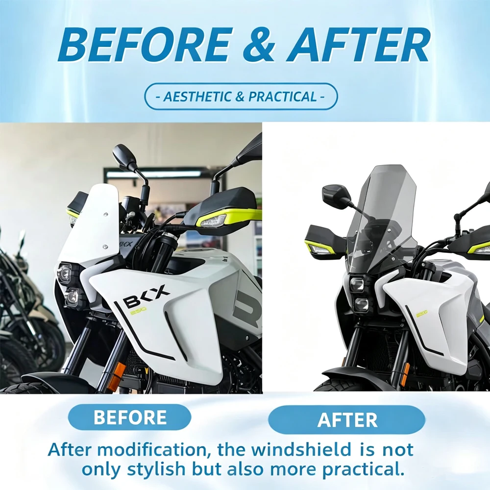 NEW BKX250 BKX-250 Accessories For Benelli BKX 250 Motorcycle modify Windshield Heightened Windshield Deflector Windproof