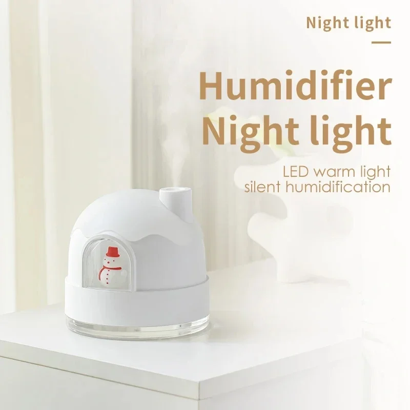 Mini Air Humidifier Home Hydrating Humidifier with Night Light USB Silent Bedroom Cute Snowman Desktop