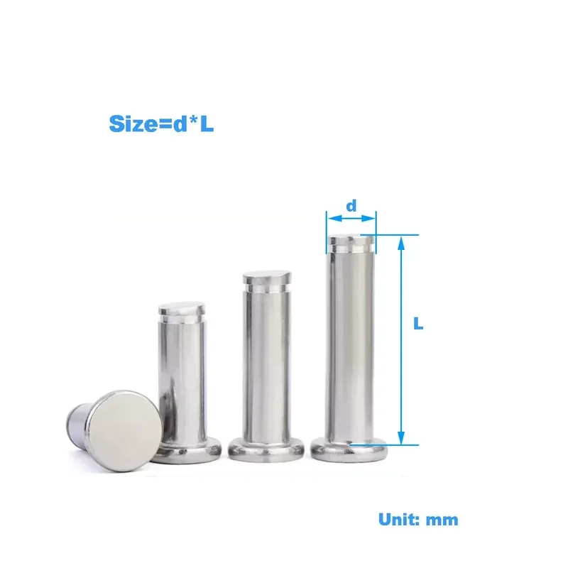 M3 to M16 304 Stainless Steel Cylindrical Positioning Pin With Flat Head Groove And Snap Ring