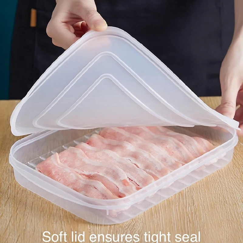 Refrigerator Fresh-Keeping Storage Box Home Transparent PE Soft Cover Stackable Food Grade Preservation Box Durable