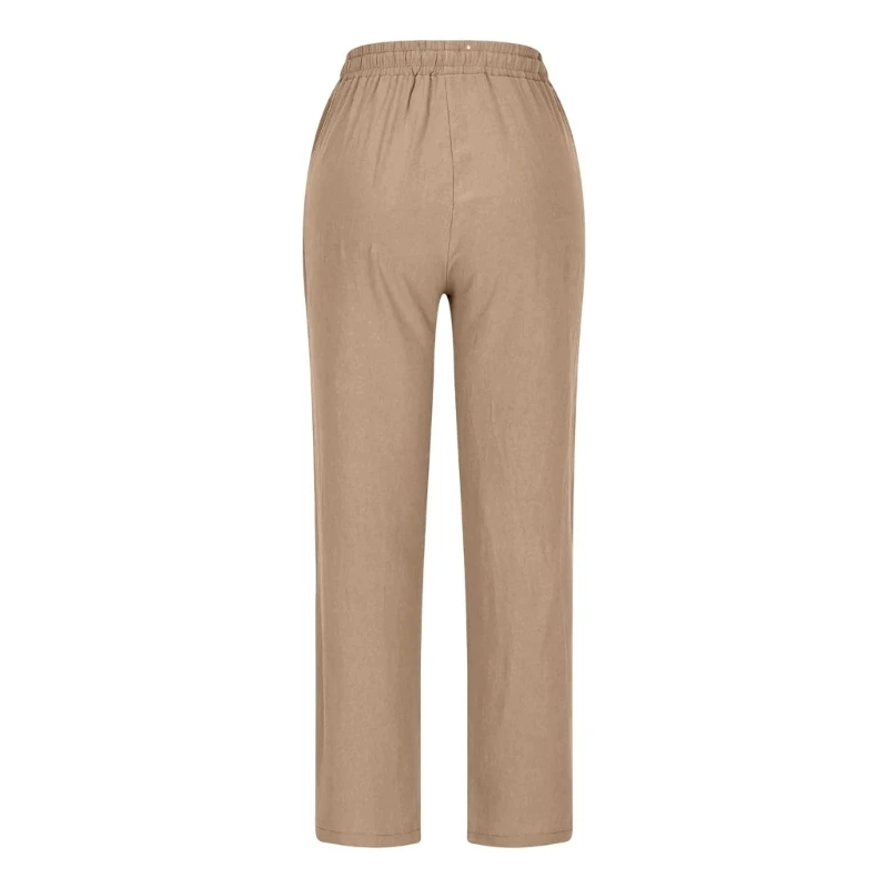 Y5GC Women's Cotton Linen Pants Casual Loose High Waist Pants Trousers with Pockets